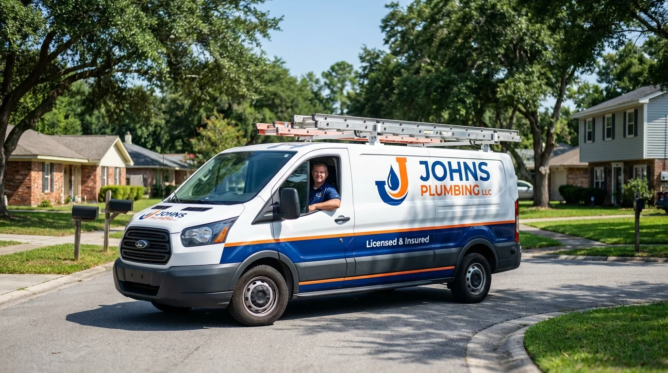 Johns Plumbing LLC service van in Lindsborg, KS