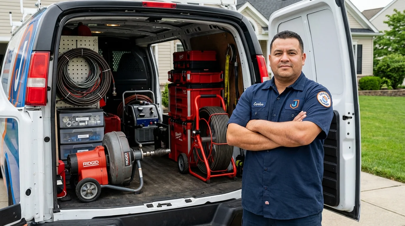 Professional drain cleaning equipment and Johns Plumbing LLC plumber in Lindsborg
