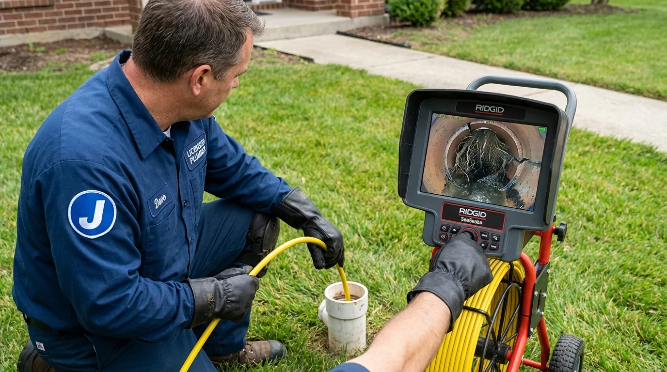Sewer camera inspection being performed by Johns Plumbing LLC in Lindsborg